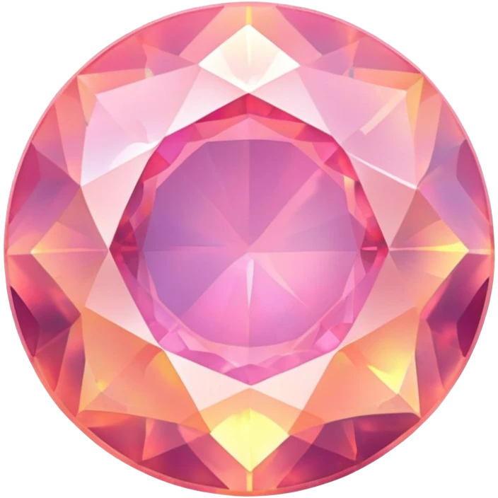 round cut pink fire opal gemstone with classic faceted gemstone style and holographic fire inside emoji