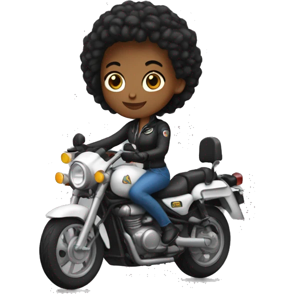 une fille noire sur une moto emoji
