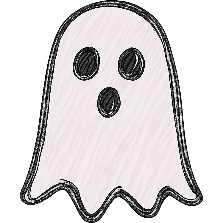 hand drawn outlined icon of a pink ghost, no fill emoji