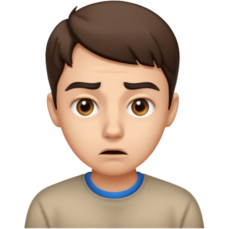 make an emoji of a (young person it has to be like very very confused, disgusted, make the eyebrows very expressive, make the face like he was asking a quiesfion and not getting the answer he wants  emoji