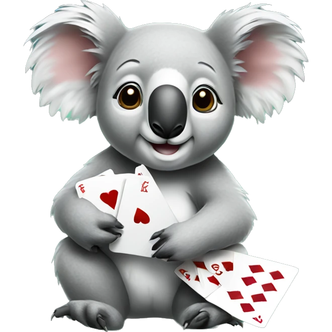Koala with poker cards emoji
