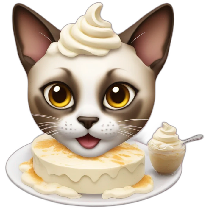 A Siamese cat eating whipped cream emoji