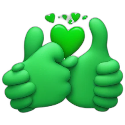 Two-Green-heart-shaking-hand emoji