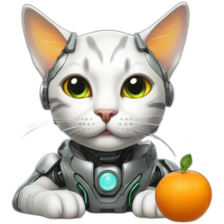 cyborg cat with tangerines emoji