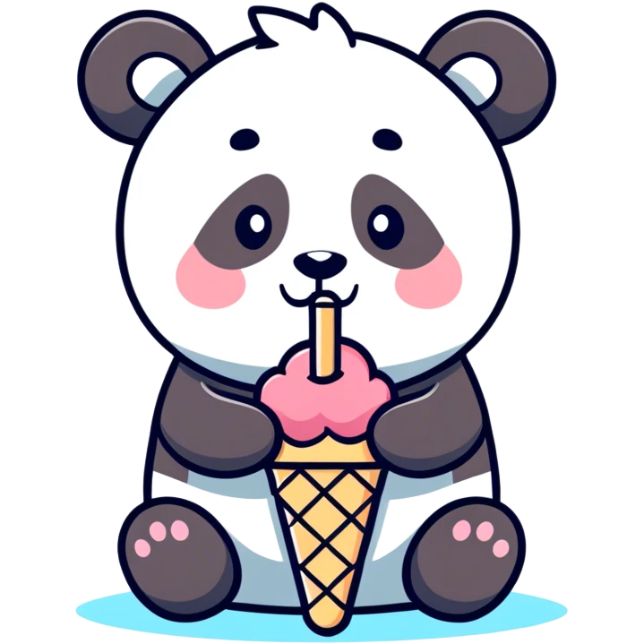 Panda eating ice cream emoji