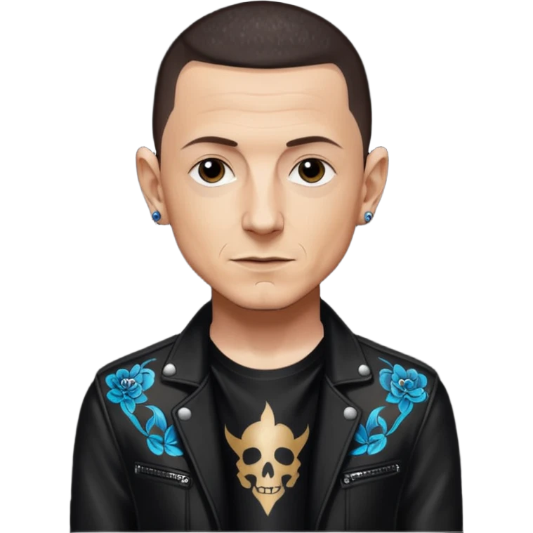 Chester Bennington with dark brown hair, black sequin outfit emoji