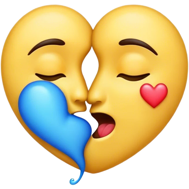 Kiss emoji with blue heart emoji