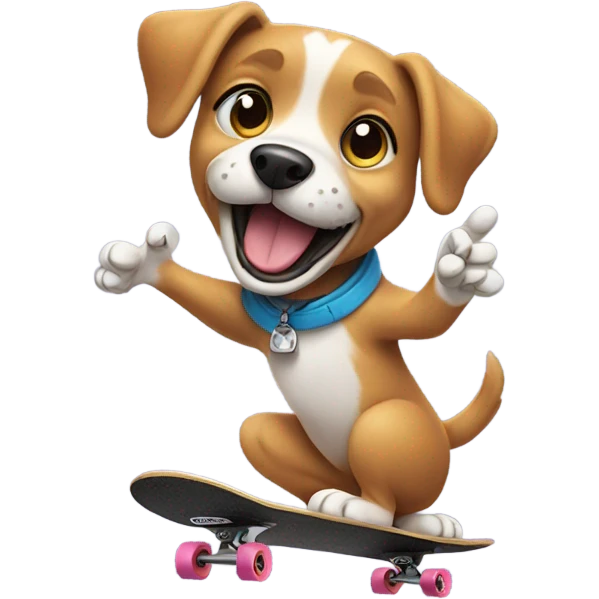 Dog doing sign language riding a skateboard emoji