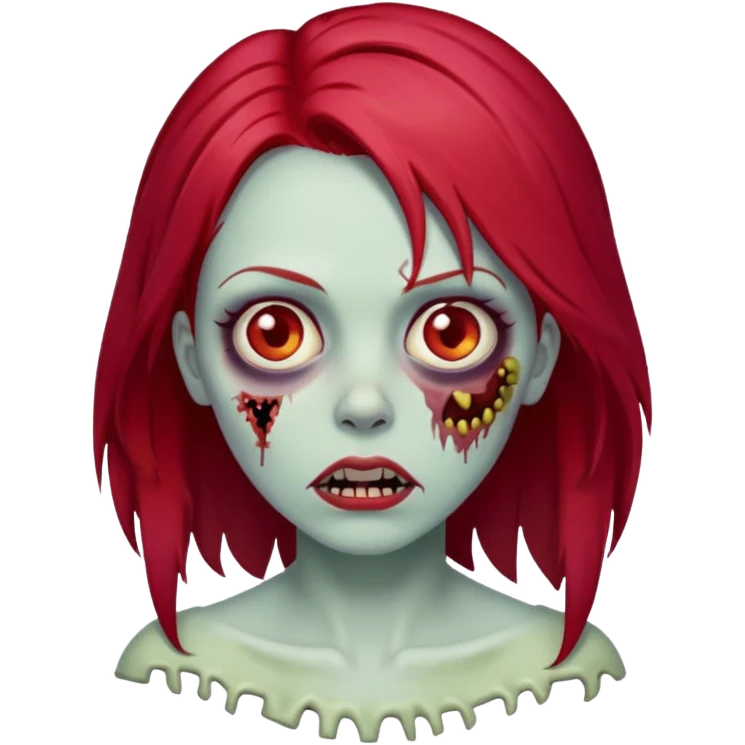 Zombie emoji woman with cherry red hair emoji