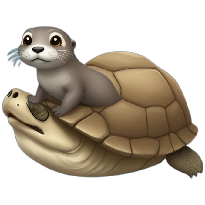 Loutre sur une tortue emoji