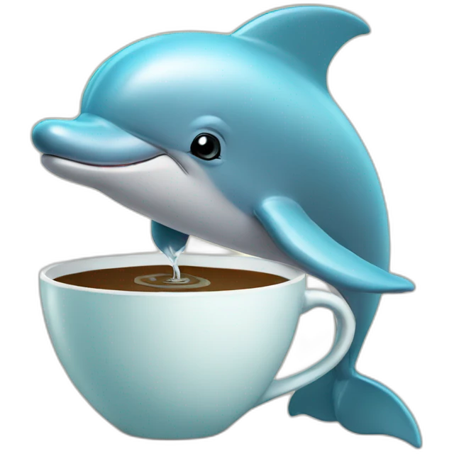 dolphin drinks coffee emoji