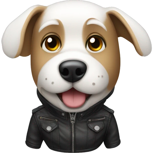 white dog wearing a leather jacket  emoji