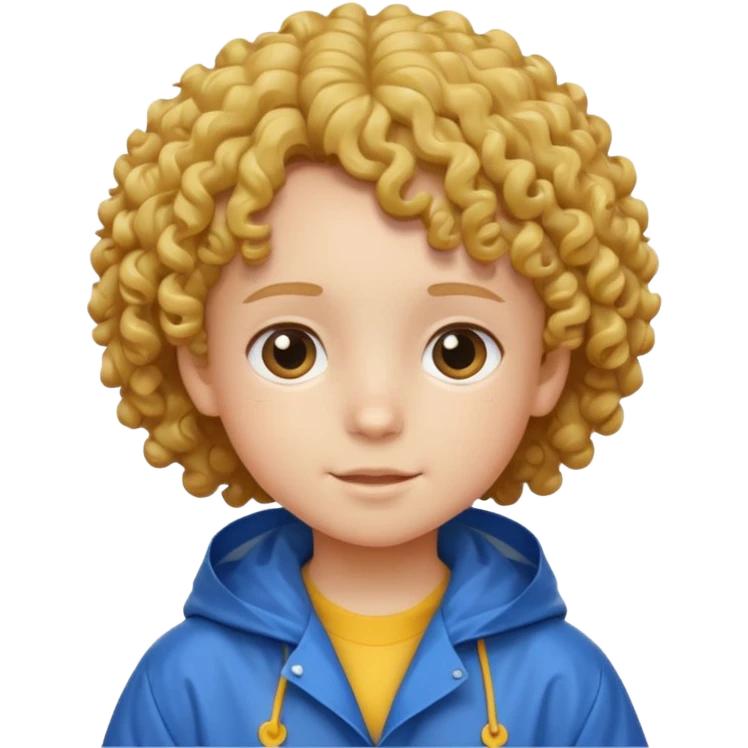 curly hair kid with raincoat emoji
