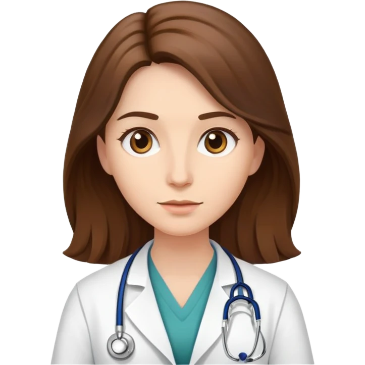 Doctor with long brown hair emoji