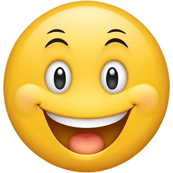 smiley face with wide, uneven eyes, big goofy grin, playful and silly, clumsy personality emoji