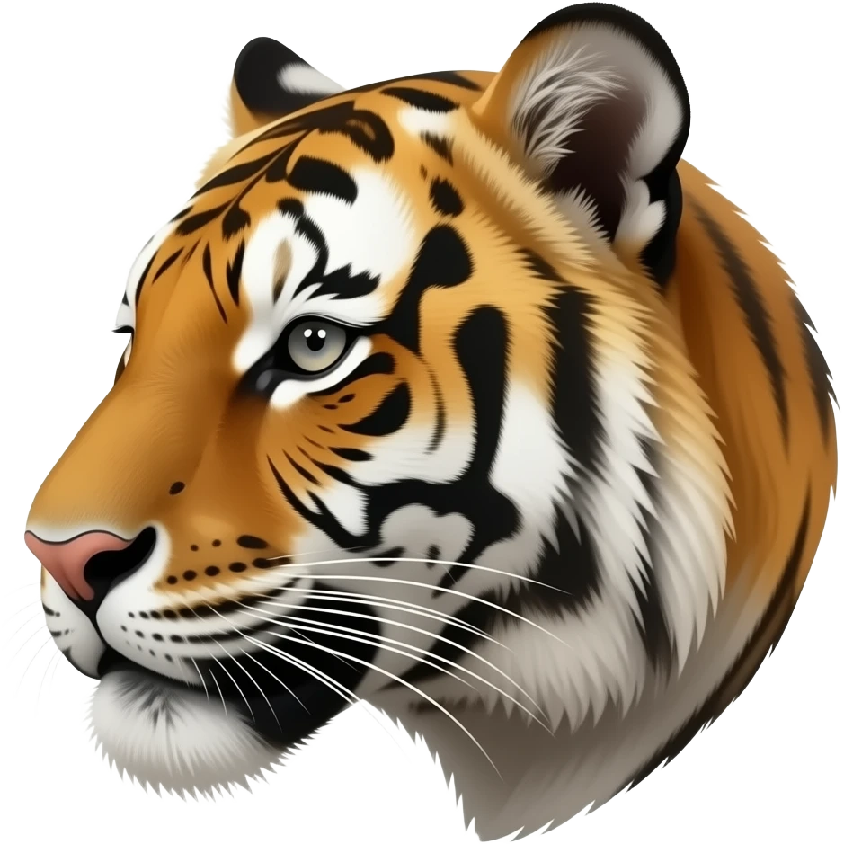 Cool tiger head very realistic Turn sideways gray eyes emoji