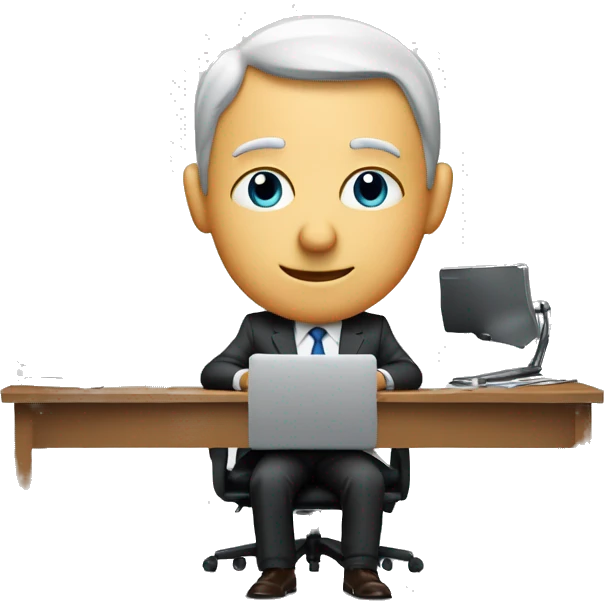 businessman man at his computer writing "e se?" emoji