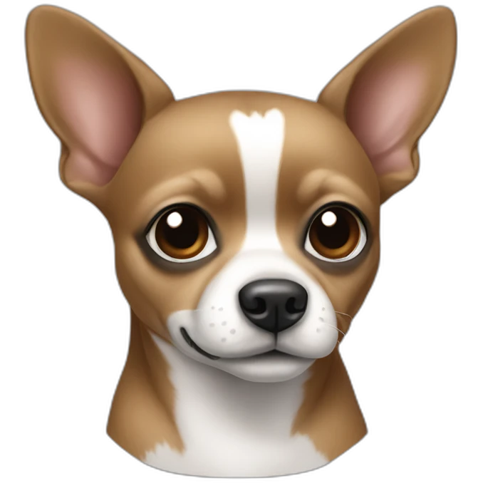 Chiwawa mix dark body and a little white one ear down emoji
