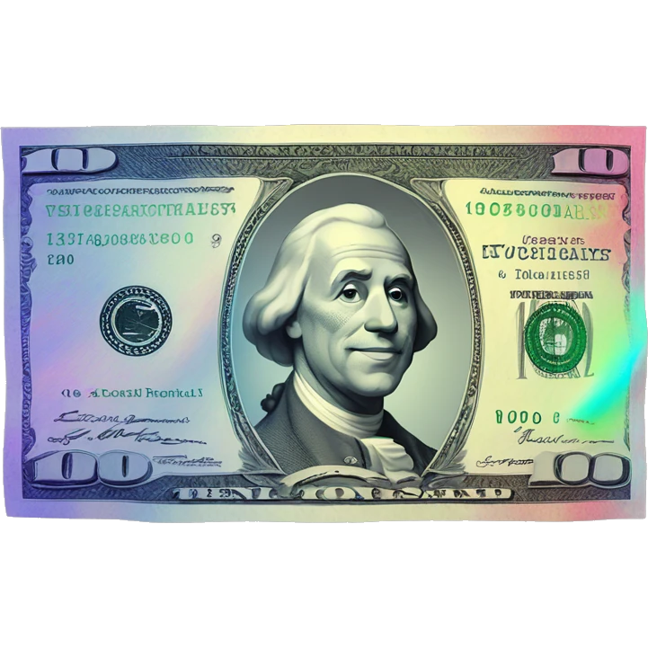 Holographic 100 dollar bill emoji