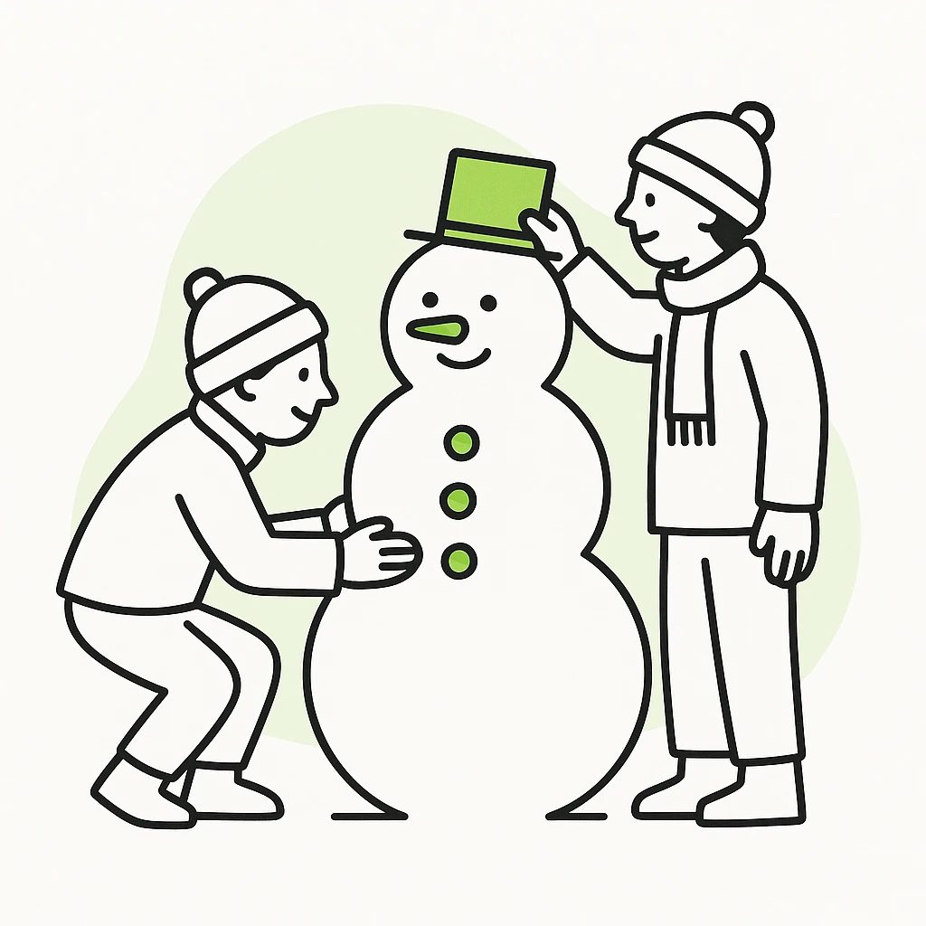 people making a snowman emoji