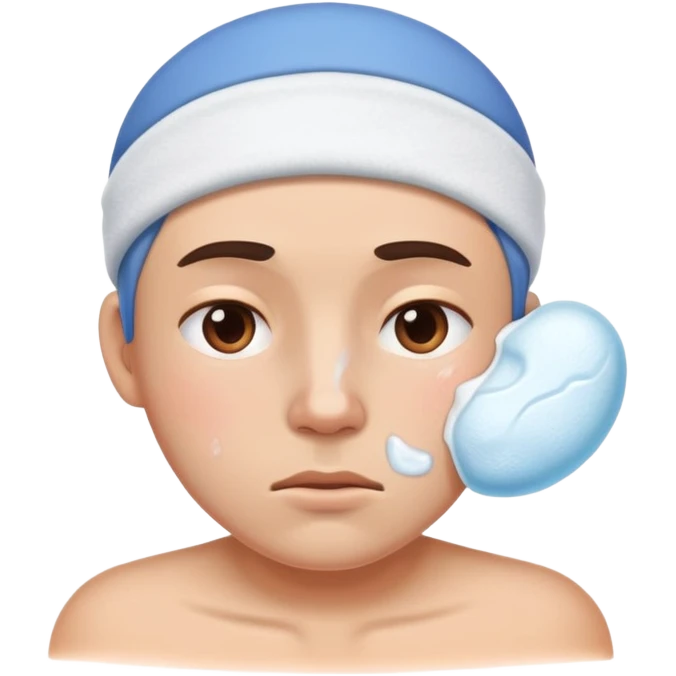 Face with one swollen cheek with ice pack applied to it emoji