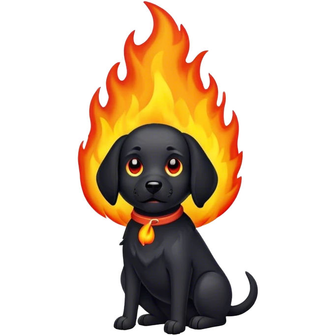 black Dog on fire emoji
