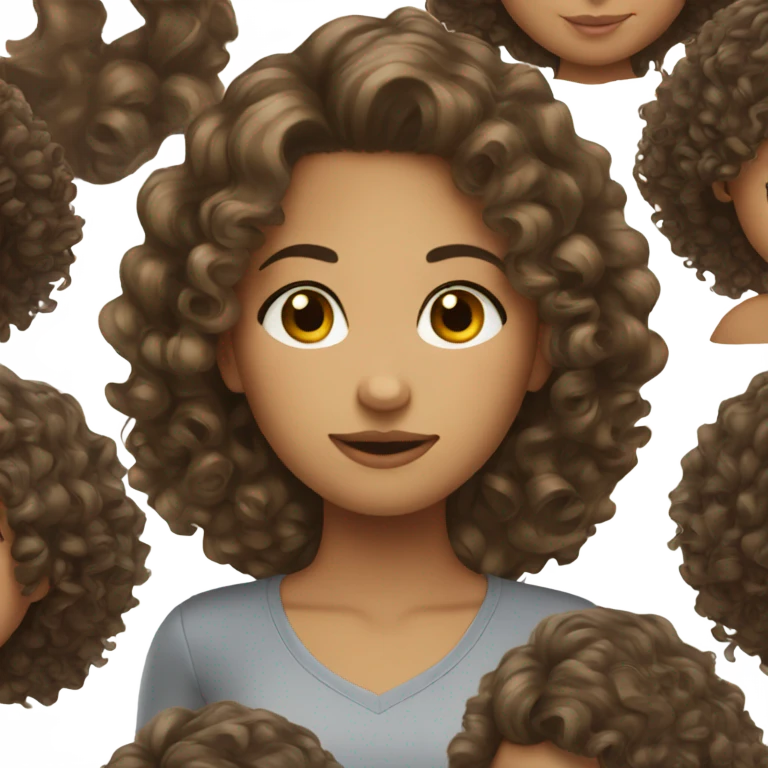 Brunette girl why curly hair emoji