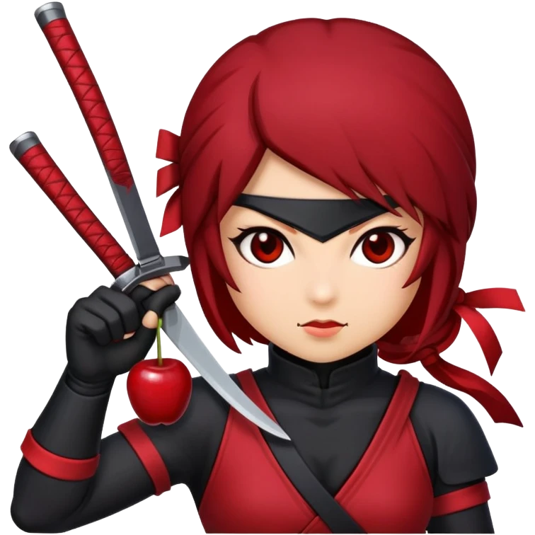 Girl ninja cutting cherries emoji
