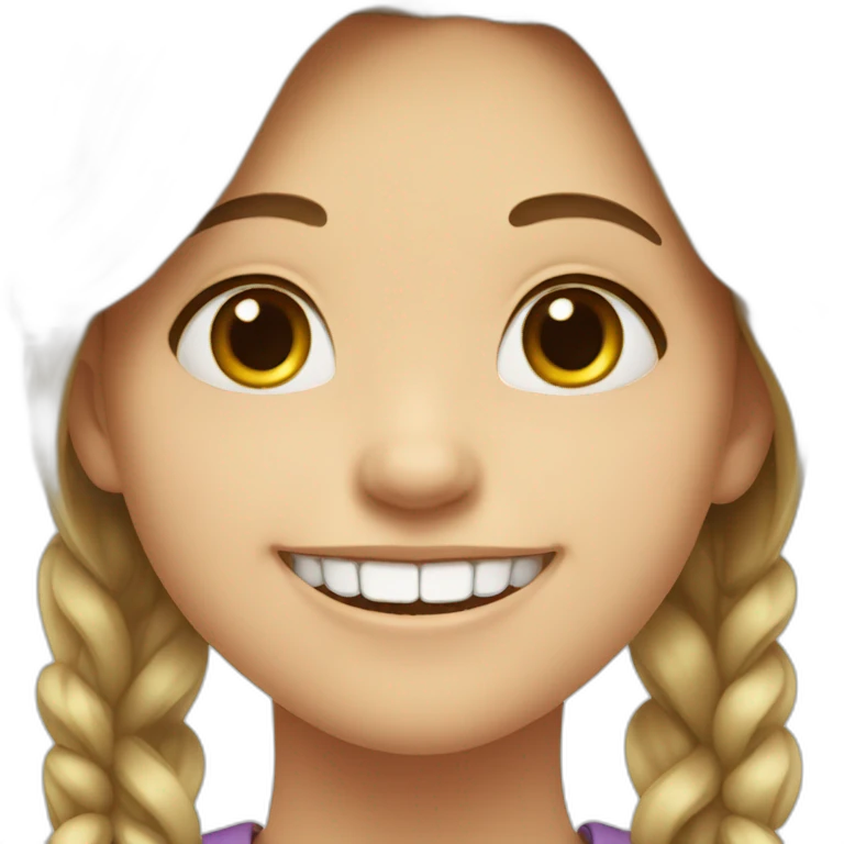 Girl with braces on her teeth smiling with chubby cheeks. emoji