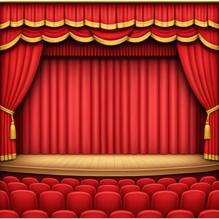 An emoji of an empty theatre stage with red curtains, simple emoji