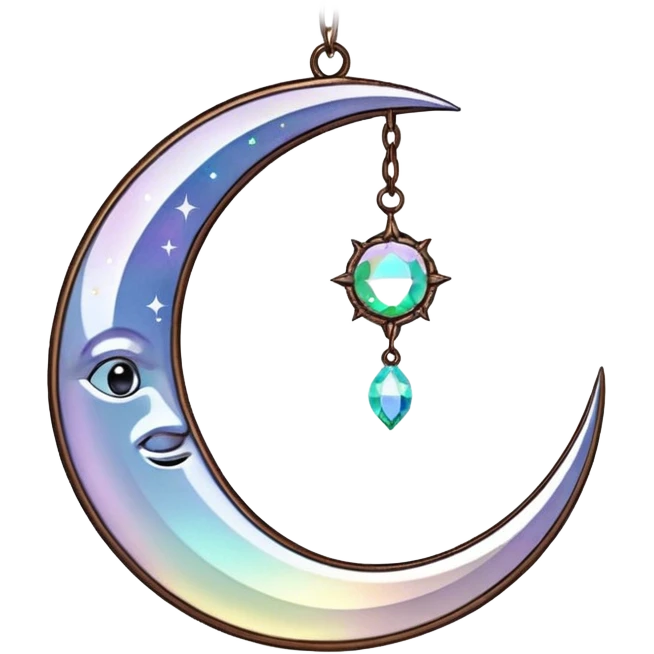 Hanging crystal crescent moon car mirror suncatcher hanger emoji