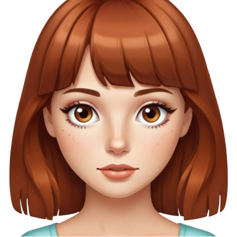 pretty freckled, bangs brown hair baddie with makeup emoji