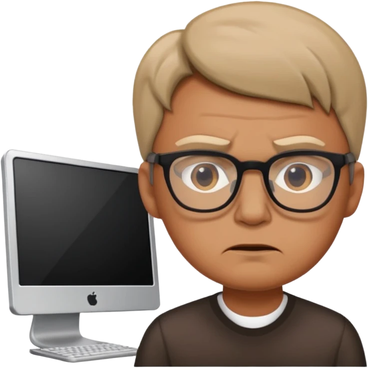 a man in front of a computer annoyed  emoji