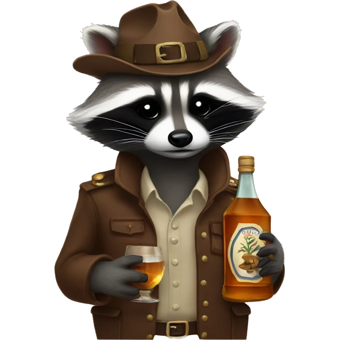 Raccoon drinking rum  emoji