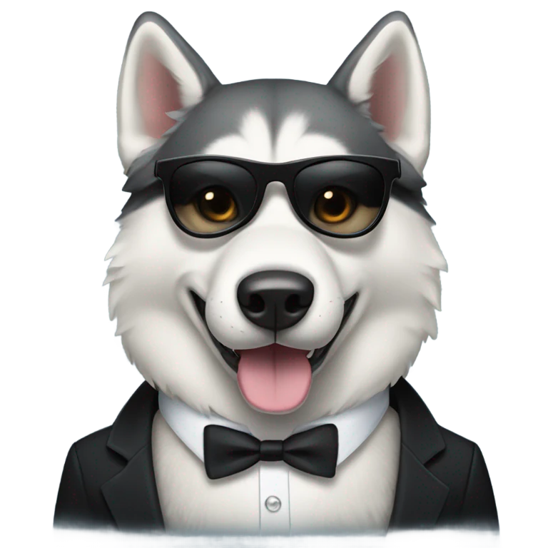 husky wearing a tux and sun glasses  emoji