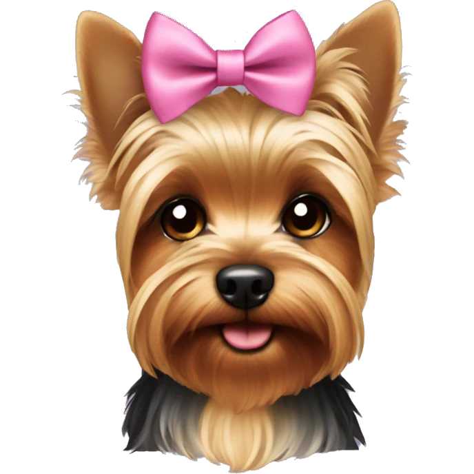 Yorkie wearing a bow emoji