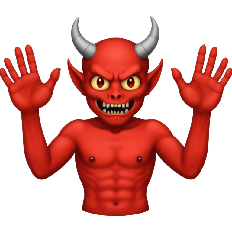A demon with 2 hands 1 is holding 9 and the other 1 is holding 11 emoji