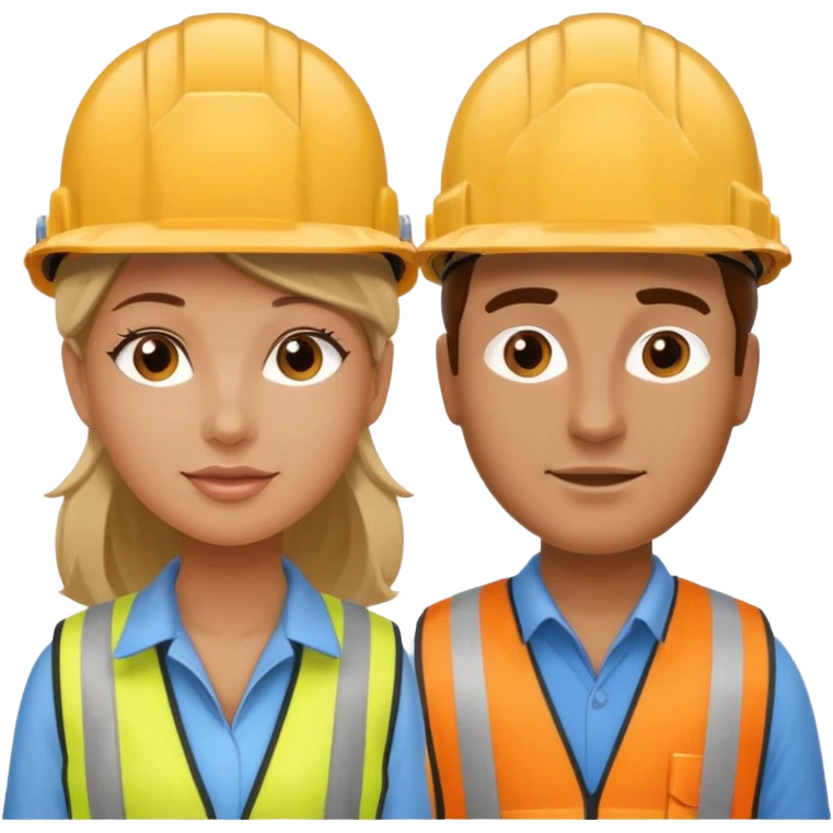 me haces una mujer y un hombre vestidos como constructores de obra emoji