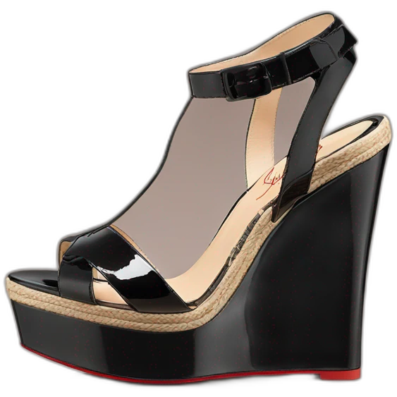 Platform wedges black patent louboutin sandal emoji