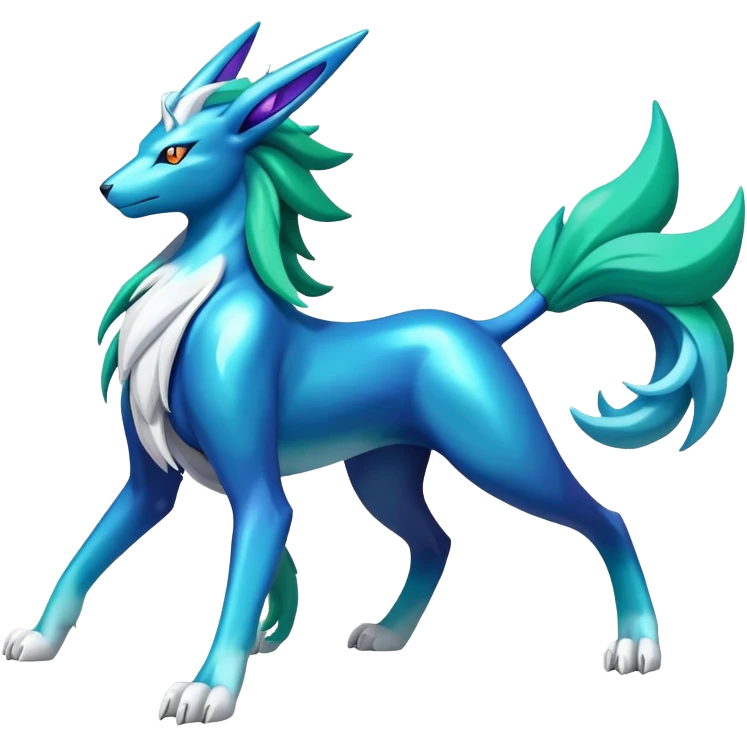 Shiny Colorful Vibrant Cobalion-Suicune-fakemon (full body) emoji