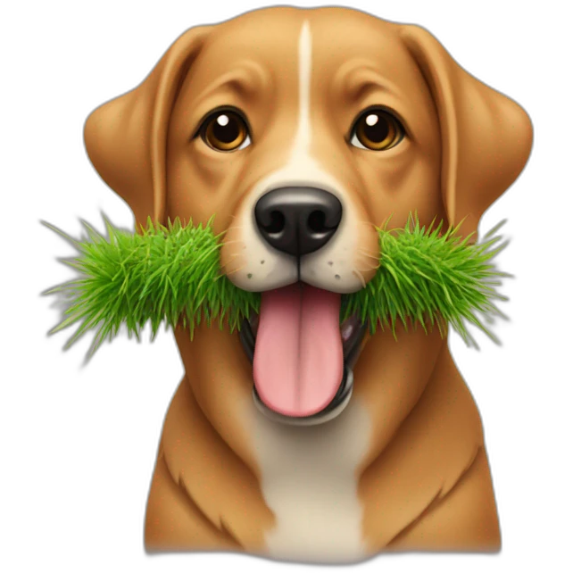 dog with grass in mouth emoji