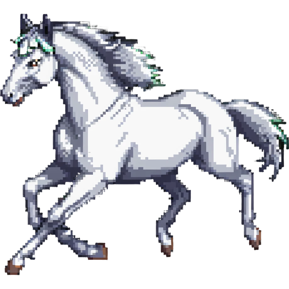 silver spirit horse running, mystical, magical emoji