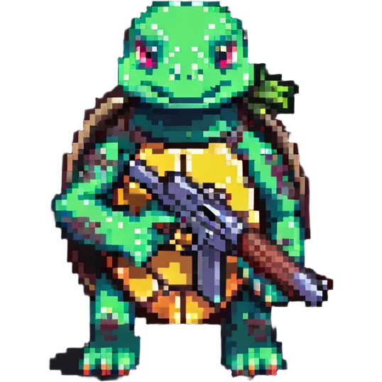 turtle with a gun emoji