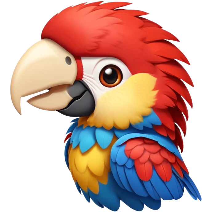 cinematic-cute-macaw-portrait-emoji,-head-tilted-playfully-and-inquisitively,-with-a-dazzling-red-plumage-and-round,-sparkling-eyes-filled-with-charm,-simplified-yet-irresistibly-adorable-features,-highly-detailed emoji