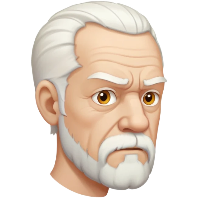 old angry man in profile view with white hair and goatee emoji