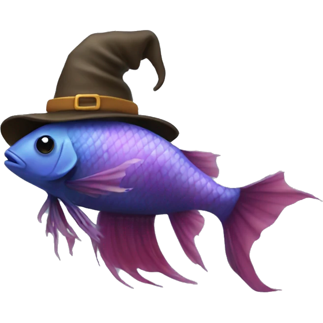 Beta fish with a witch hat  emoji