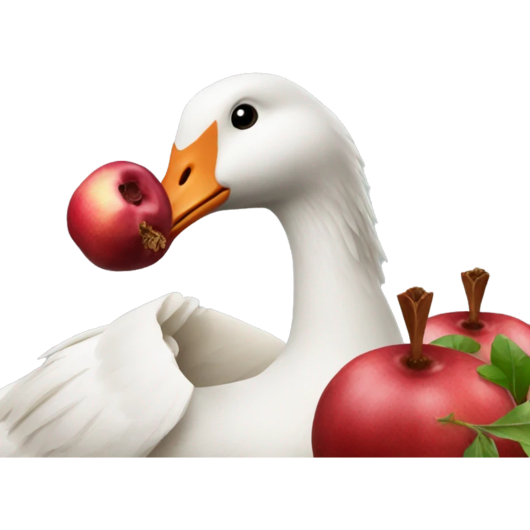 Goose eating pomegranate emoji