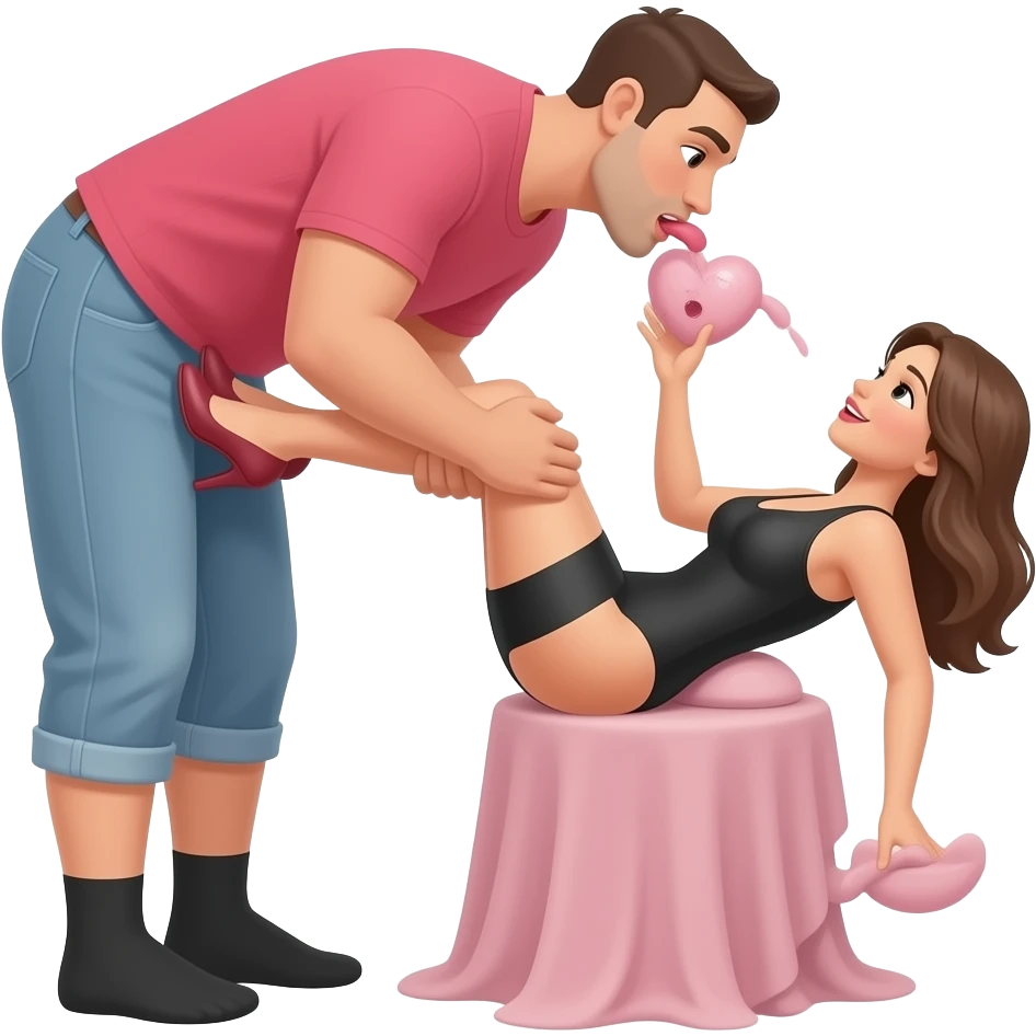 Man licking woman pussy while she has one leg up emoji