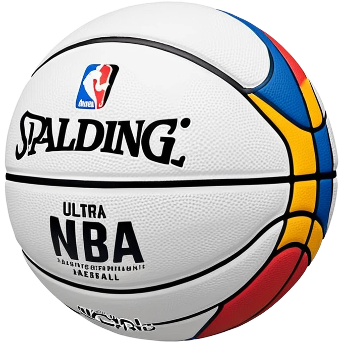 ultra minimalist white basketball, very simple Spalding and NBA branding, just a hint of colorful lines, extremely clean design emoji