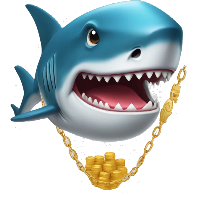 Un tiburón y un colgante de oro emoji